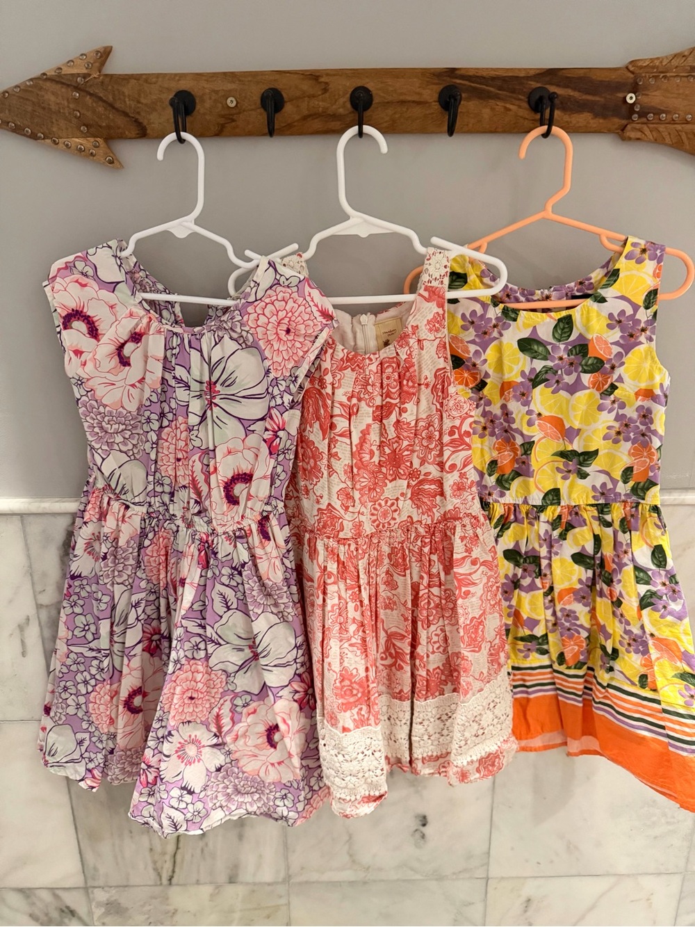 Vintage Girls' Floral cotton Dresses citrus lace